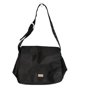 Kenneth Cole Reaction Black Messenger Laptop Bag 14.6” Satin PVC Organizer